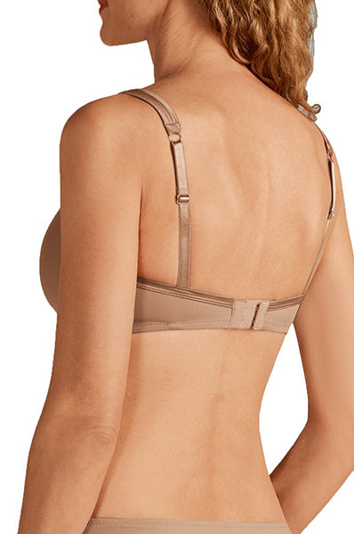 Lara Satin Non-wired Padded Bra - Nude