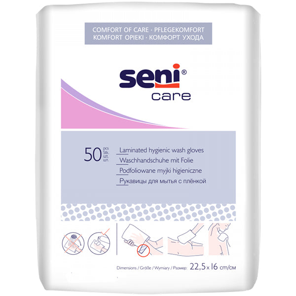 Seni Care Laminated Hygienic Wash Gloves